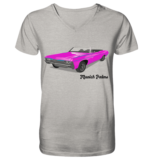 Pink Retro Classic Car Oldtimer , Auto ,Cabrio by Munich Palms - Mens Organic V-Neck Shirt - Online Kaufhaus München