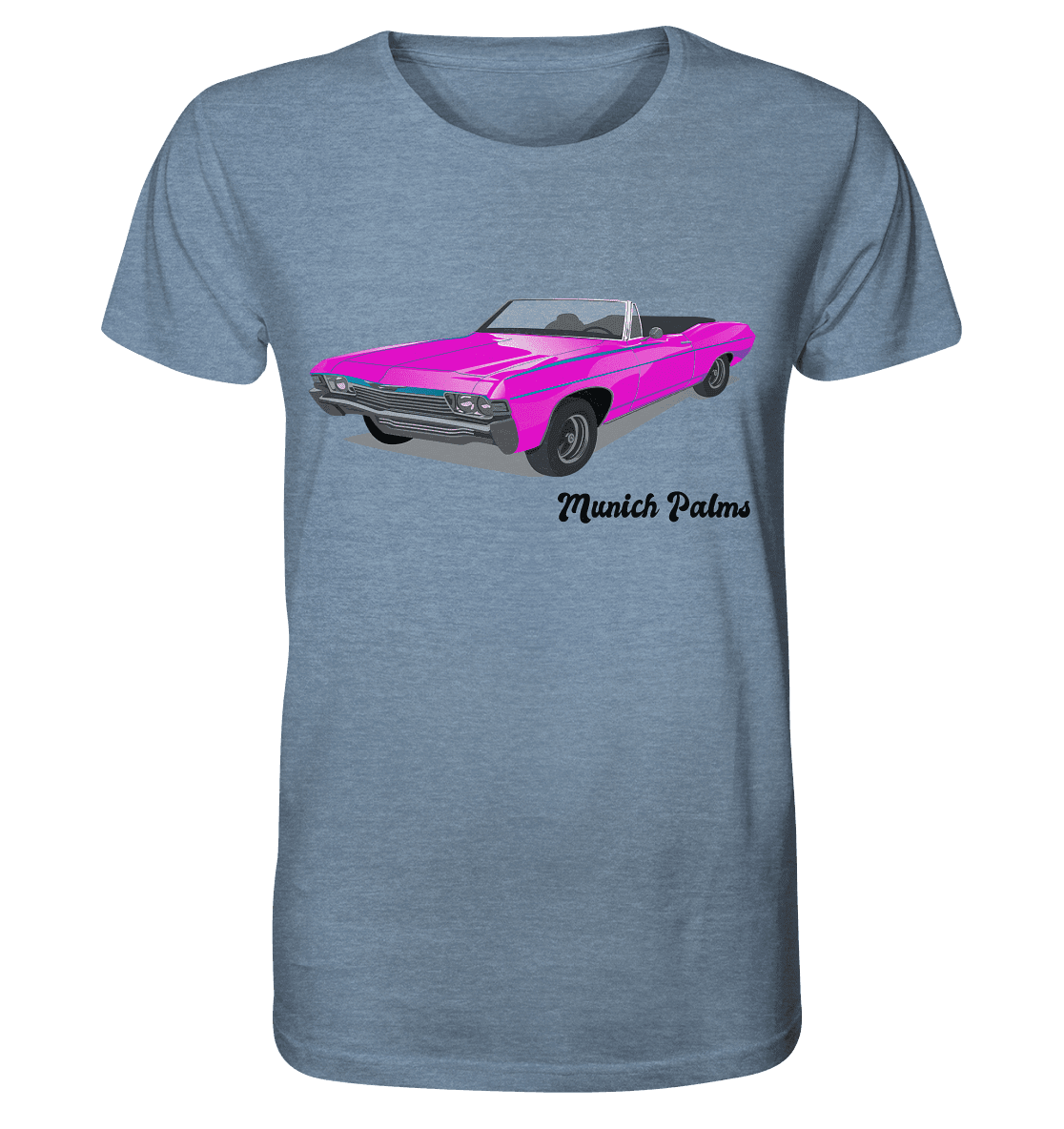 Pink Retro Classic Car Oldtimer , Auto ,Cabrio by Munich Palms - Organic Shirt (meliert) - Online Kaufhaus München