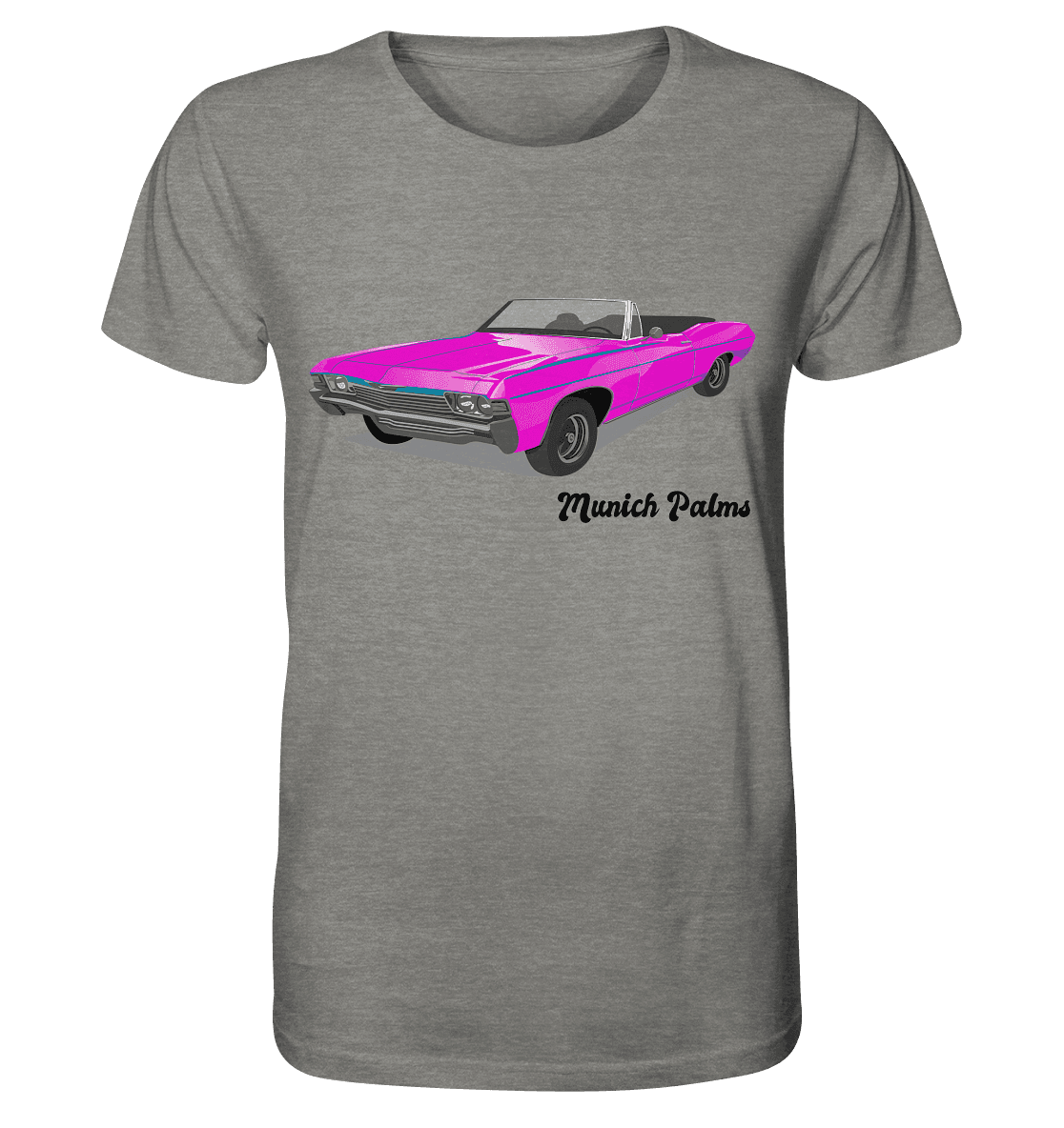 Pink Retro Classic Car Oldtimer , Auto ,Cabrio by Munich Palms - Organic Shirt (meliert) - Online Kaufhaus München