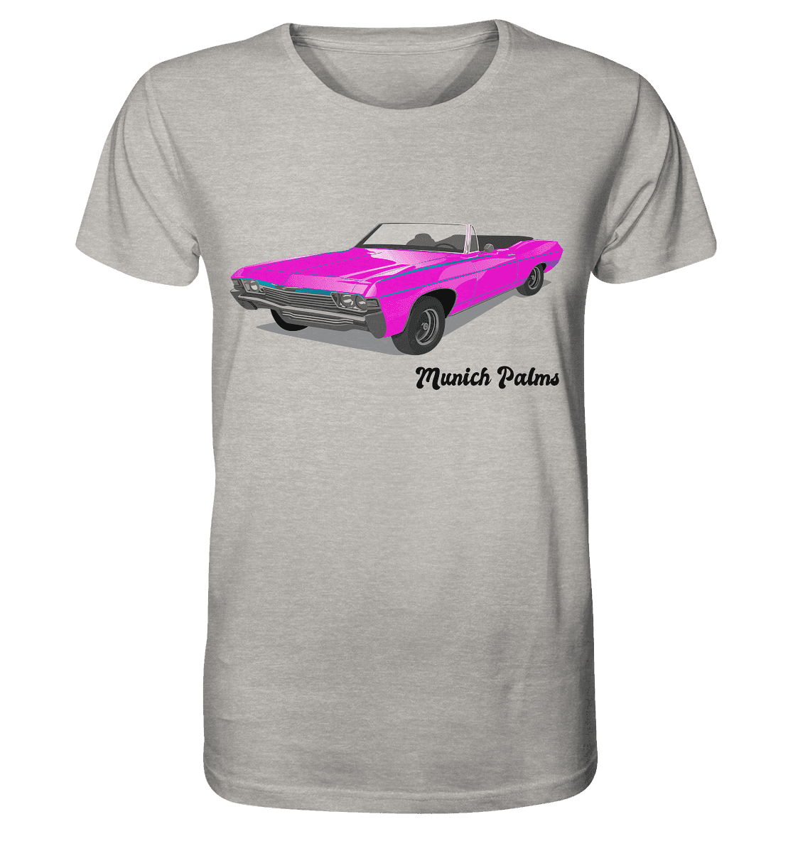 Pink Retro Classic Car Oldtimer , Auto ,Cabrio by Munich Palms - Organic Shirt (meliert) - Online Kaufhaus München