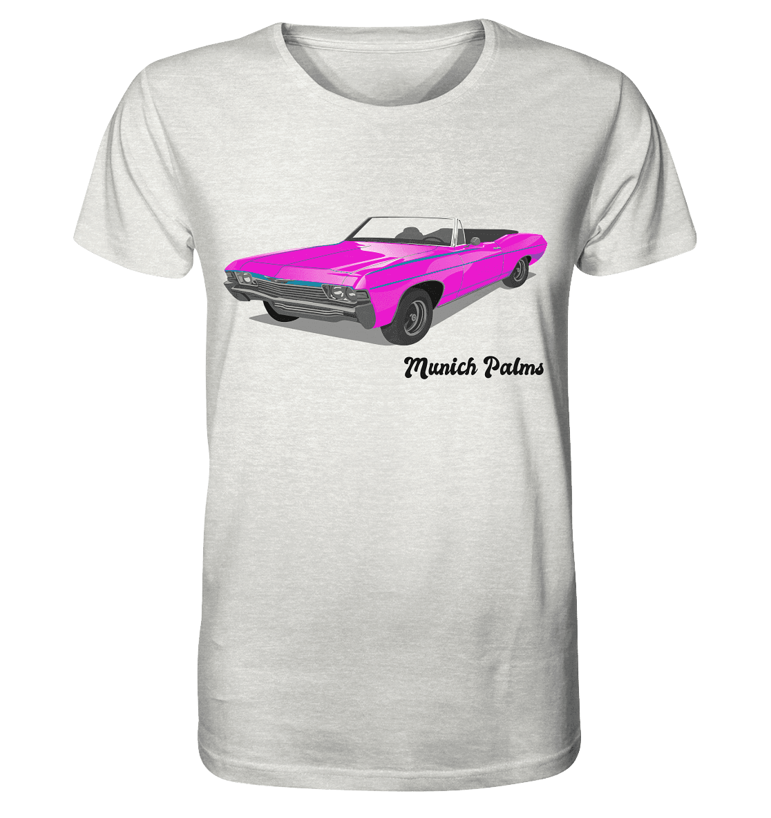 Pink Retro Classic Car Oldtimer , Auto ,Cabrio by Munich Palms - Organic Shirt (meliert) - Online Kaufhaus München