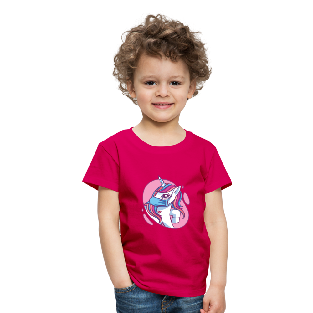 Kinder Premium T-Shirt Einhorn mit Maske - dunkles Pink