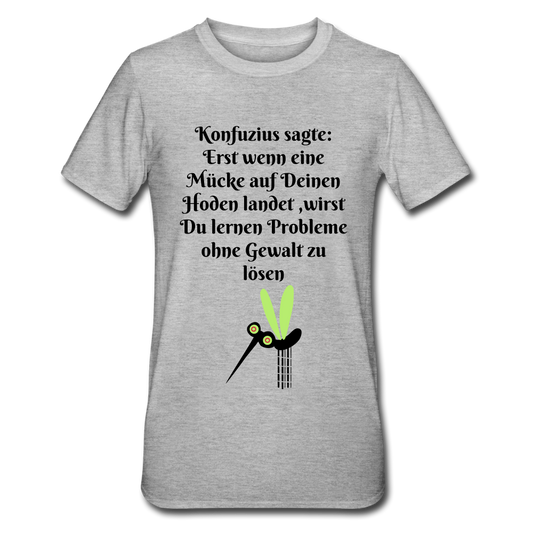 Unisex Polycotton T-Shirt Konfuzius - personalisierbar - Grau meliert