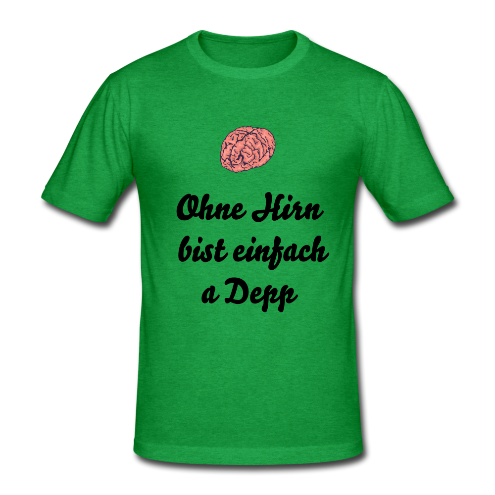 Männer - Herren Gildan Heavy T-Shirt Ohne Hirn bist einfach a Depp  personalisierbar - Grün meliert