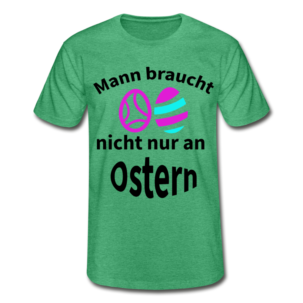 Männer - Herren T-Shirt von Fruit of the Loom Ostern personalisierbar - Grün meliert