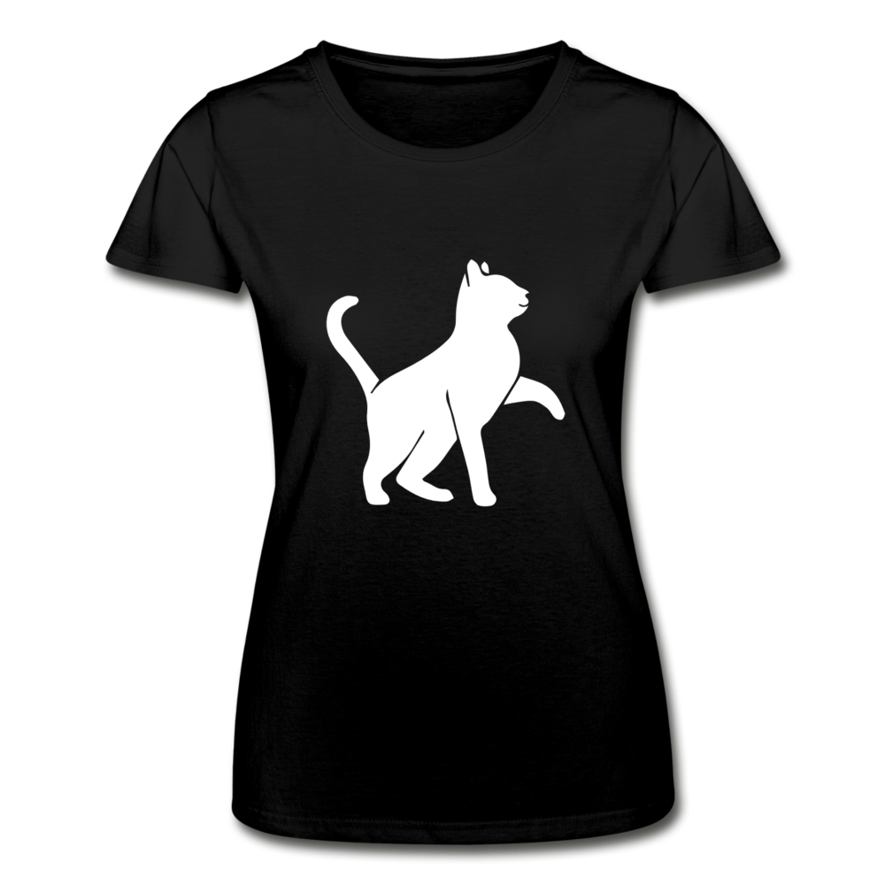 Damen - Frauen-T-Shirt von Fruit of the Loom Katze - Schwarz