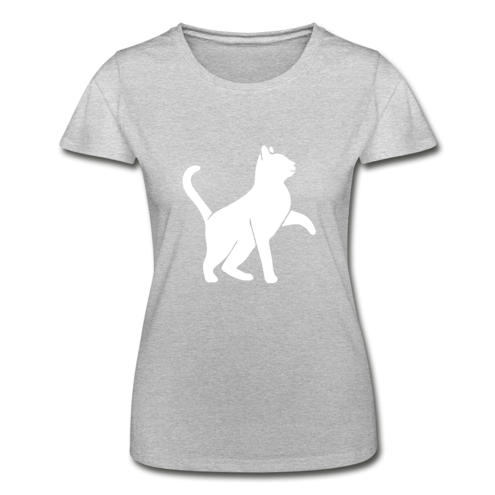 Damen - Frauen-T-Shirt von Fruit of the Loom Katze - Grau meliert