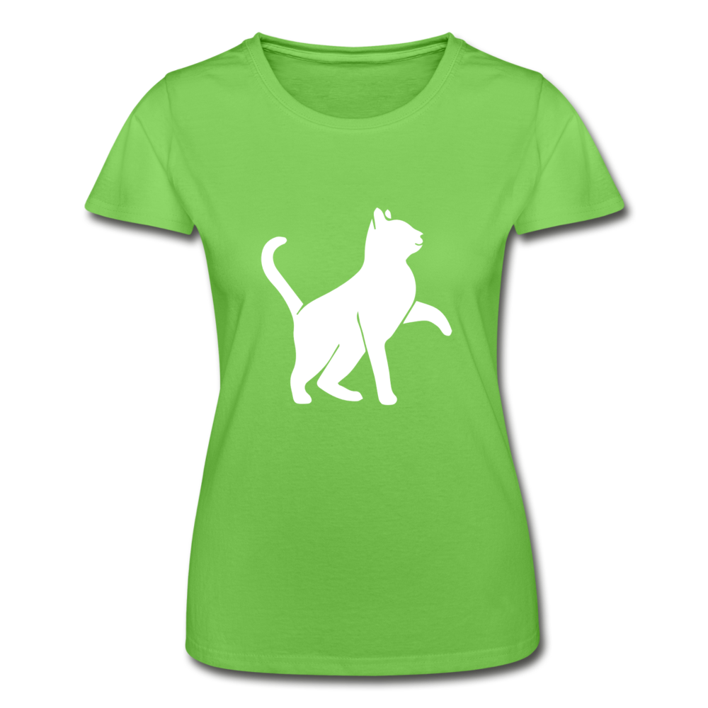 Damen - Frauen-T-Shirt von Fruit of the Loom Katze - Hellgrün