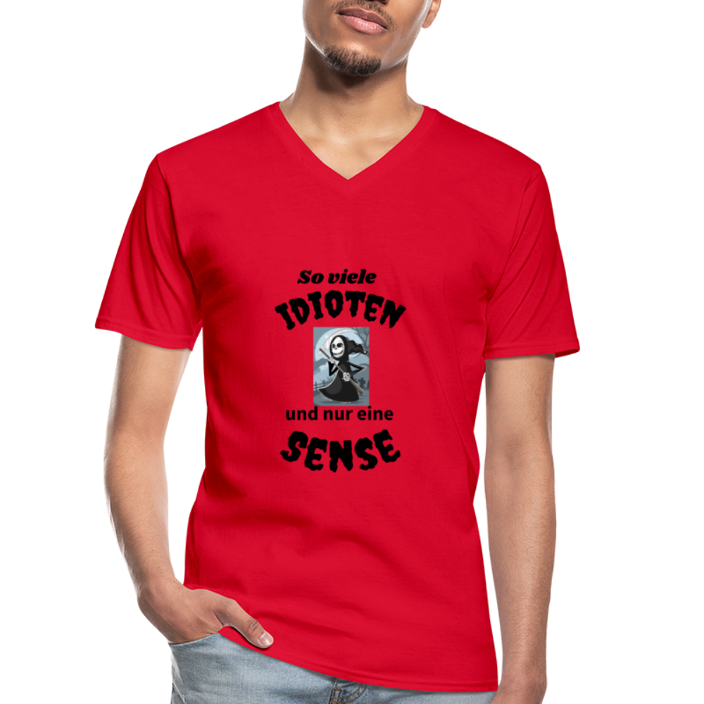 Klassisches Männer-T-Shirt mit V-Ausschnitt Sensenmann - Rot