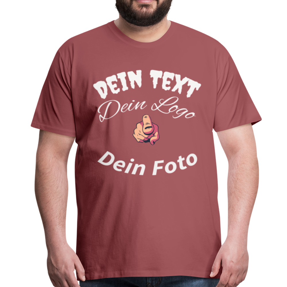 Herren - Männer Premium T-Shirt selbst nach Wunsch gestalten - washed Burgundy