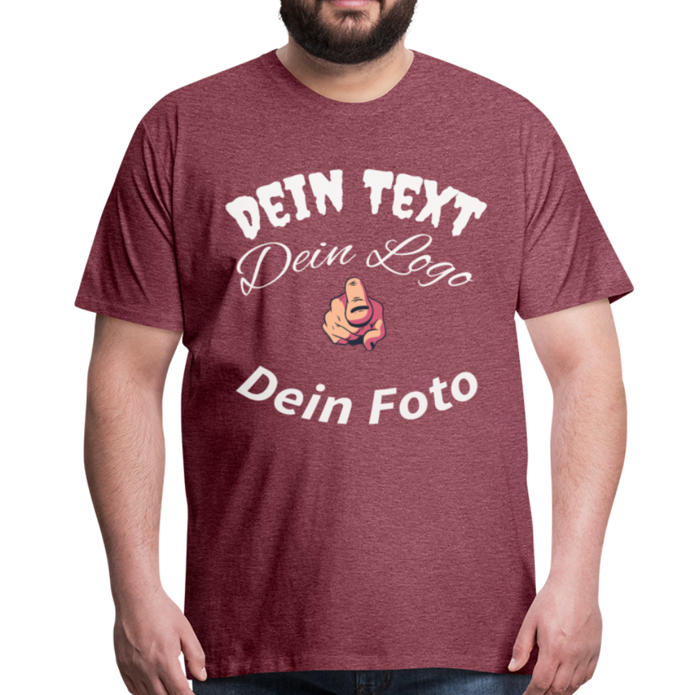 Herren - Männer Premium T-Shirt selbst nach Wunsch gestalten - Bordeauxrot meliert