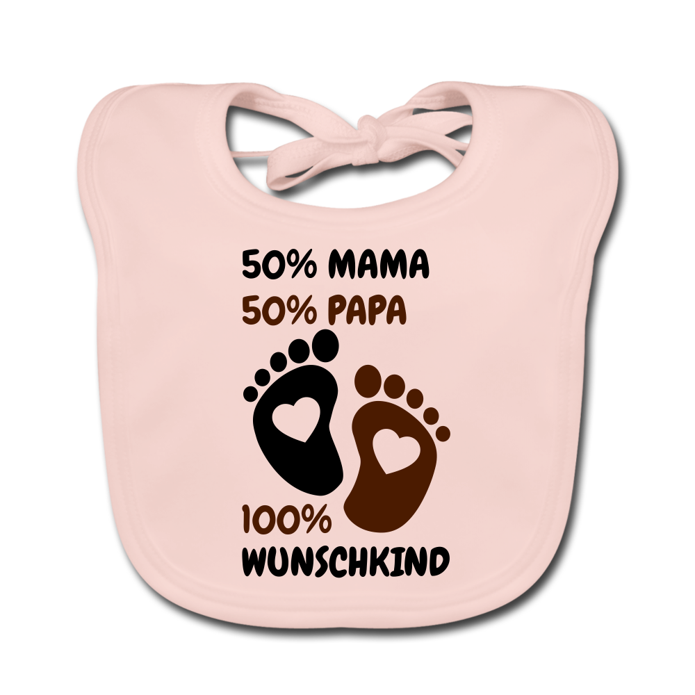 Baby Bio-Lätzchen 50 % Mama 50 % Papa Wunschkind - Rose