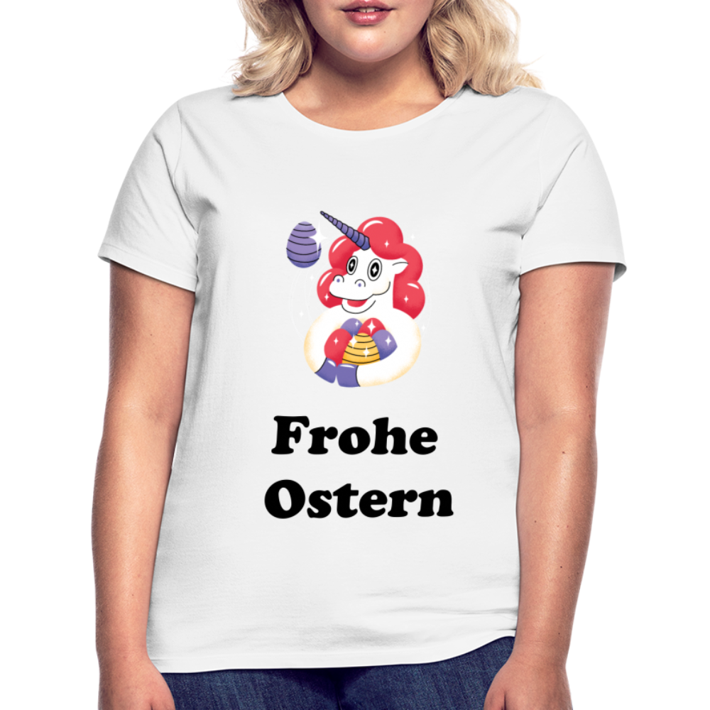 Damen - Frauen T-Shirt Frohe Ostern - Weiß