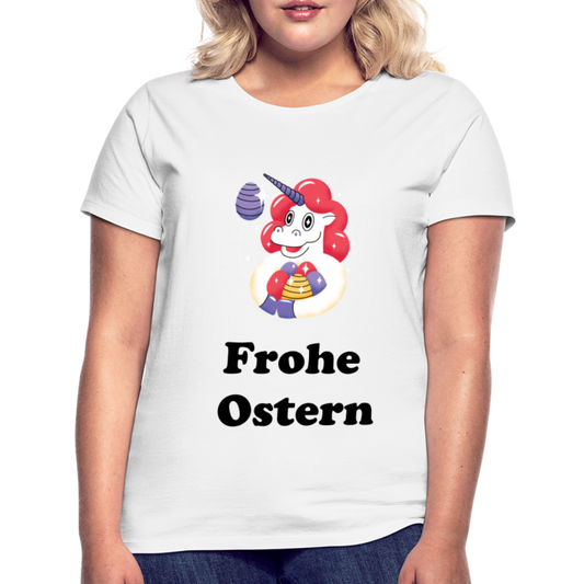Damen - Frauen T-Shirt Frohe Ostern - Weiß