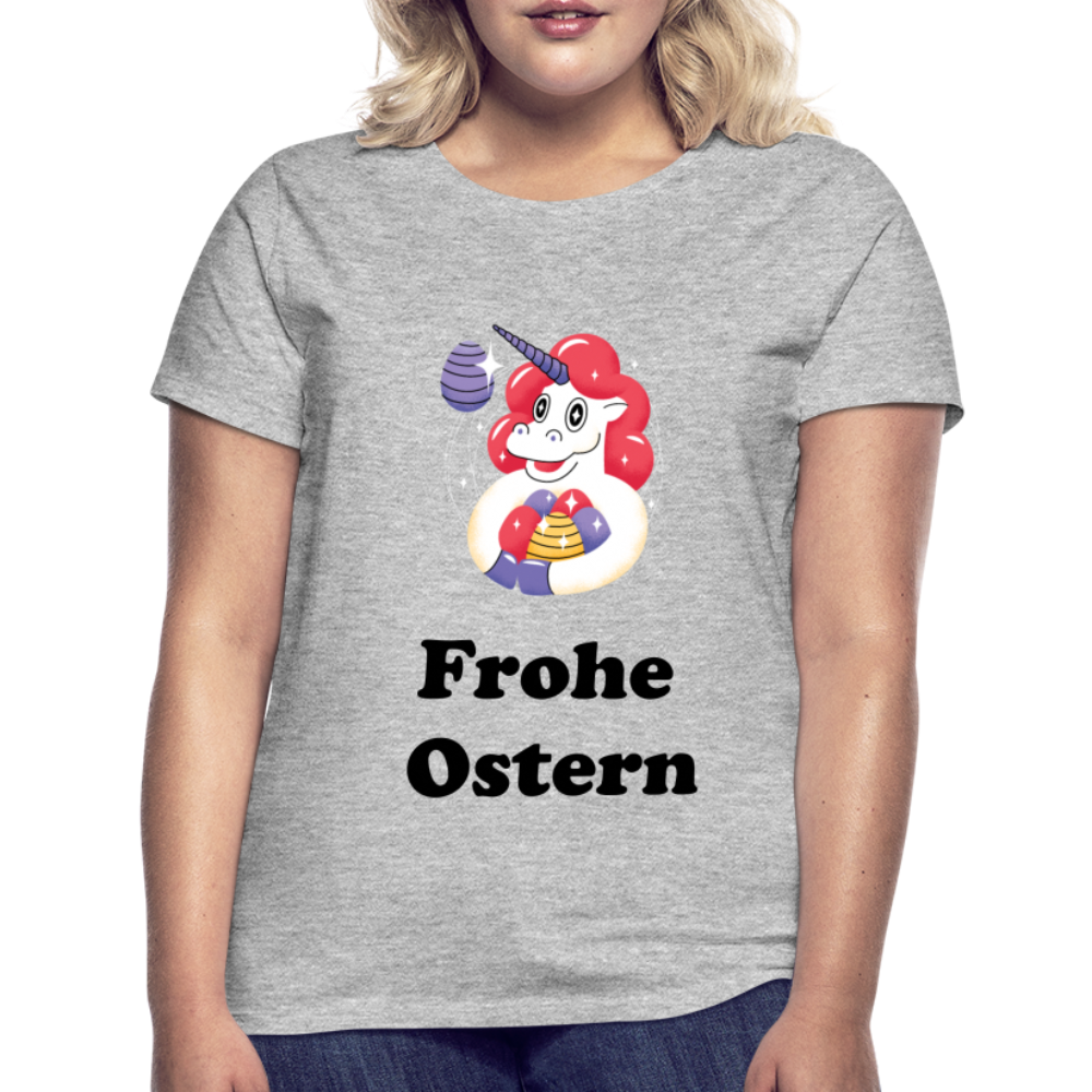 Damen - Frauen T-Shirt Frohe Ostern - Grau meliert