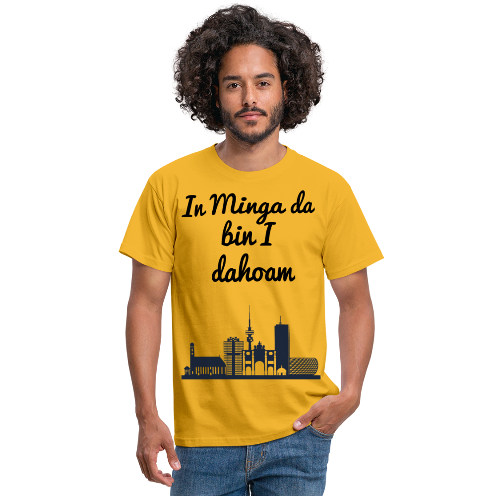 Herren - Männer T-Shirt In Minga da bin I dahoam - Gelb