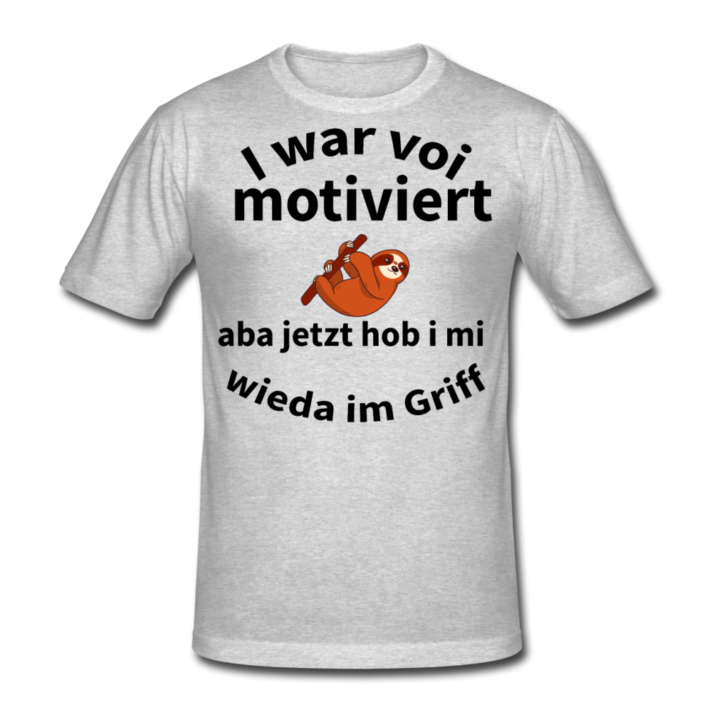 Herren - Männer Gildan Heavy T-Shirt bayrisch I war voi motiviert - Grau meliert
