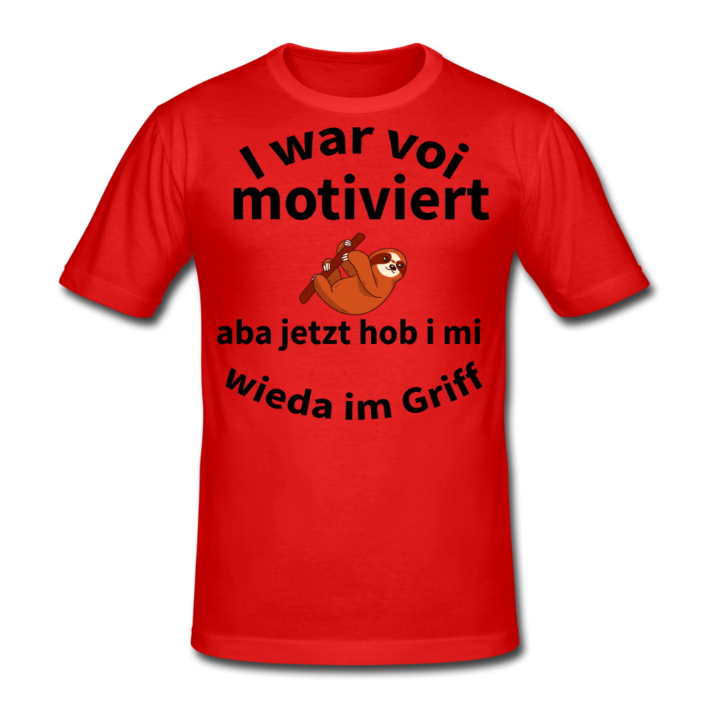 Herren - Männer Gildan Heavy T-Shirt bayrisch I war voi motiviert - Rot