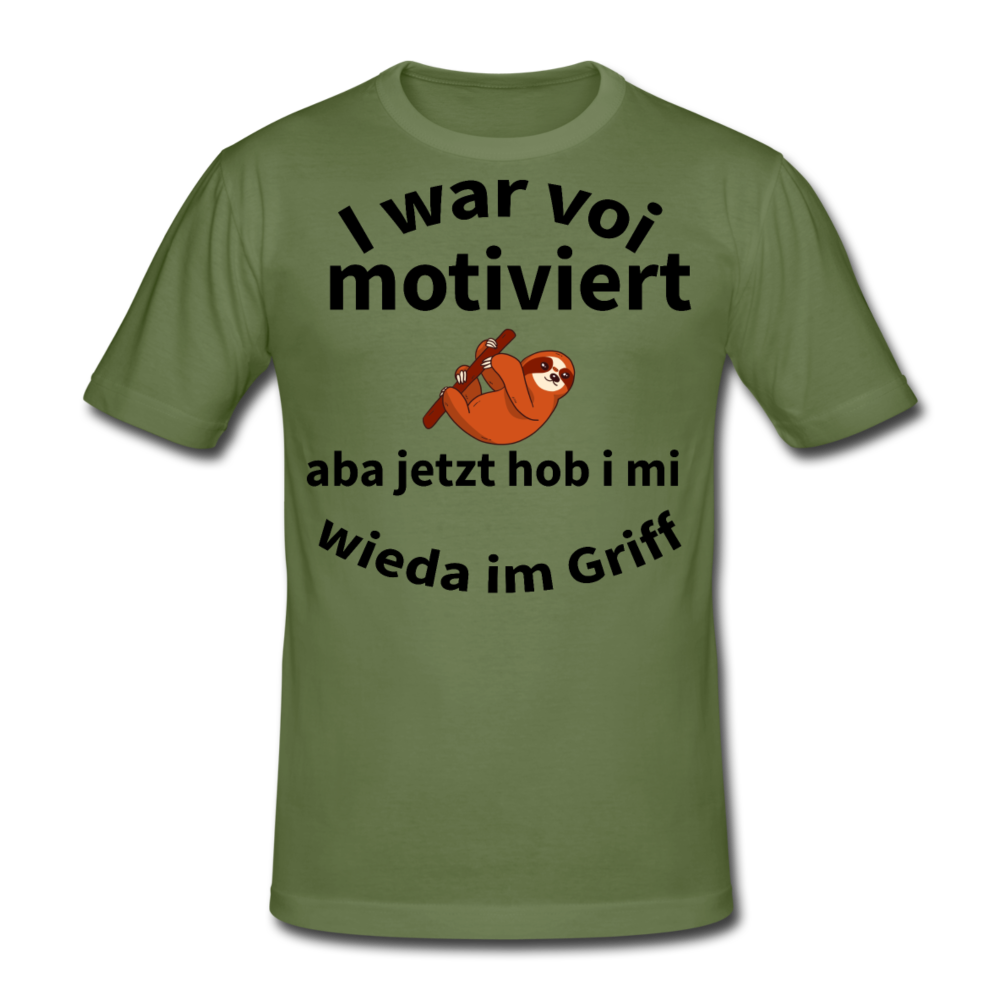 Herren - Männer Gildan Heavy T-Shirt bayrisch I war voi motiviert - Militärgrün