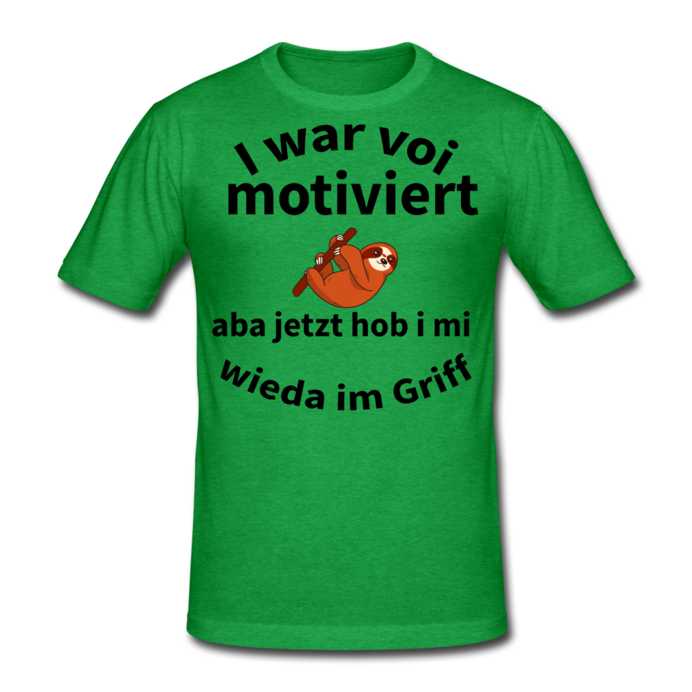 Herren - Männer Gildan Heavy T-Shirt bayrisch I war voi motiviert - Grün meliert