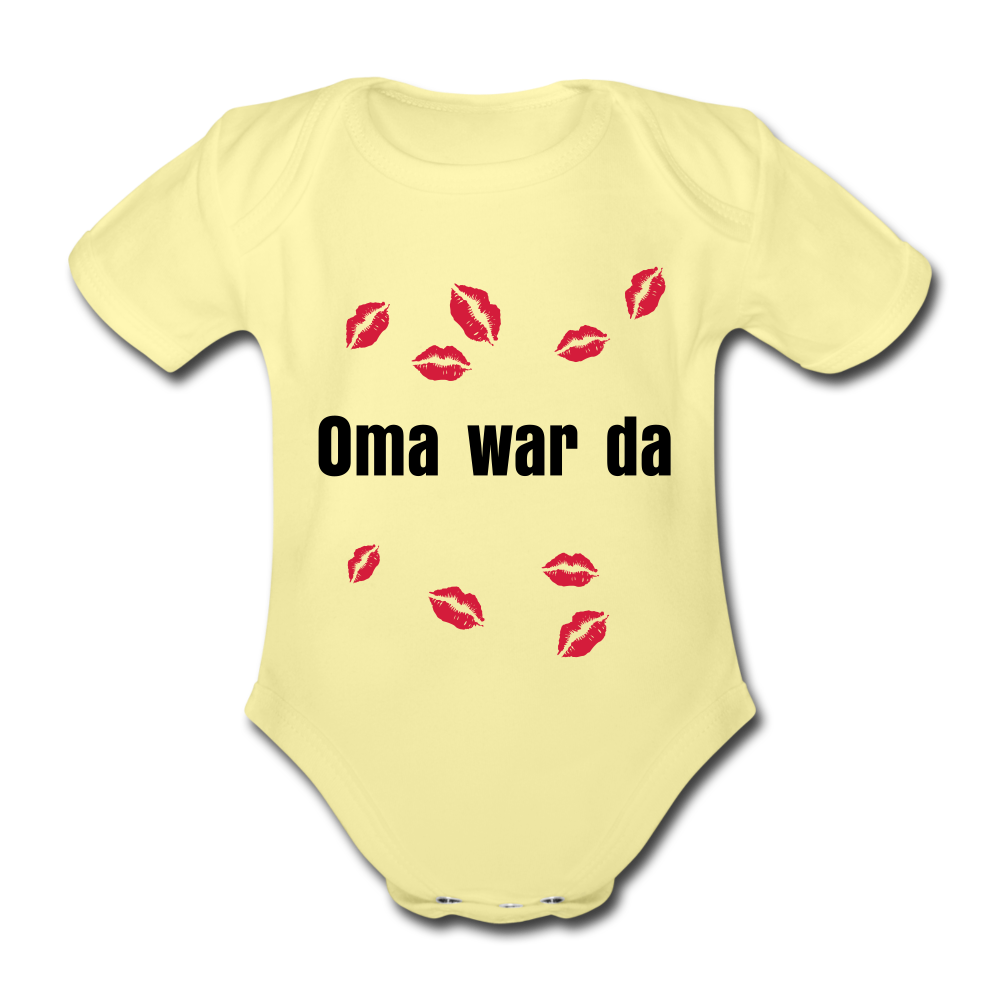 Baby Bio-Kurzarm-Body Oma war da - Hellgelb