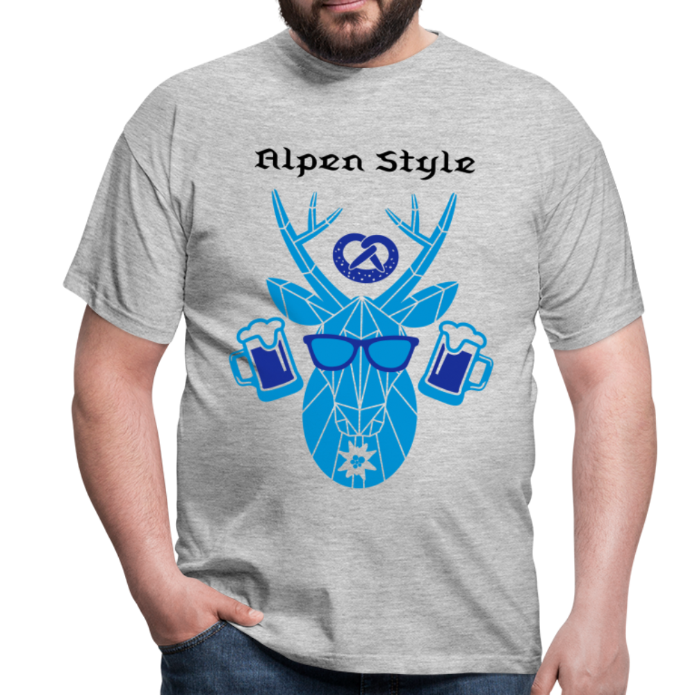 Herren - Männer T-Shirt bayrisch Alpen Style blau - Grau meliert