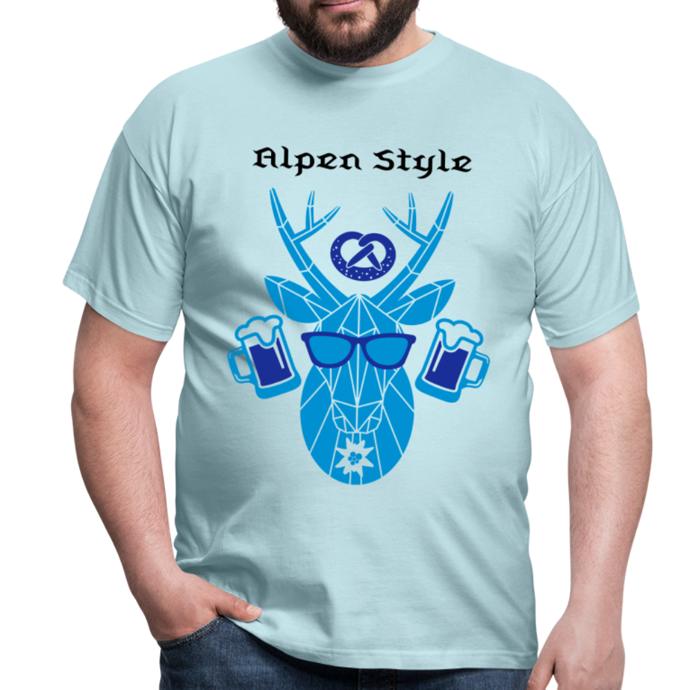 Herren - Männer T-Shirt bayrisch Alpen Style blau - Sky