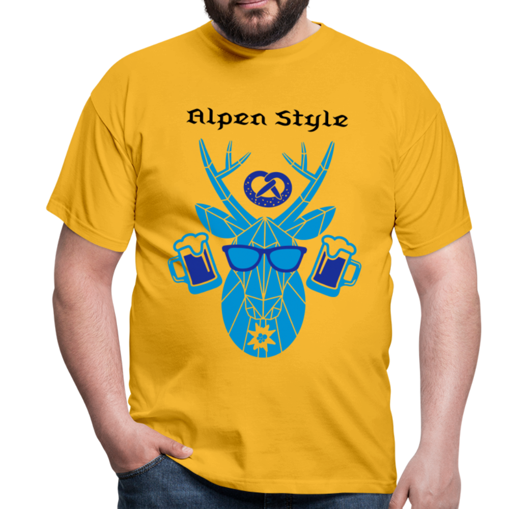 Herren - Männer T-Shirt bayrisch Alpen Style blau - Gelb