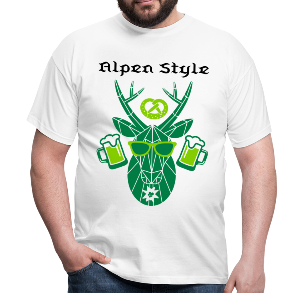 Herren - Männer T-Shirt bayrisch Alpen Style grün - Weiß