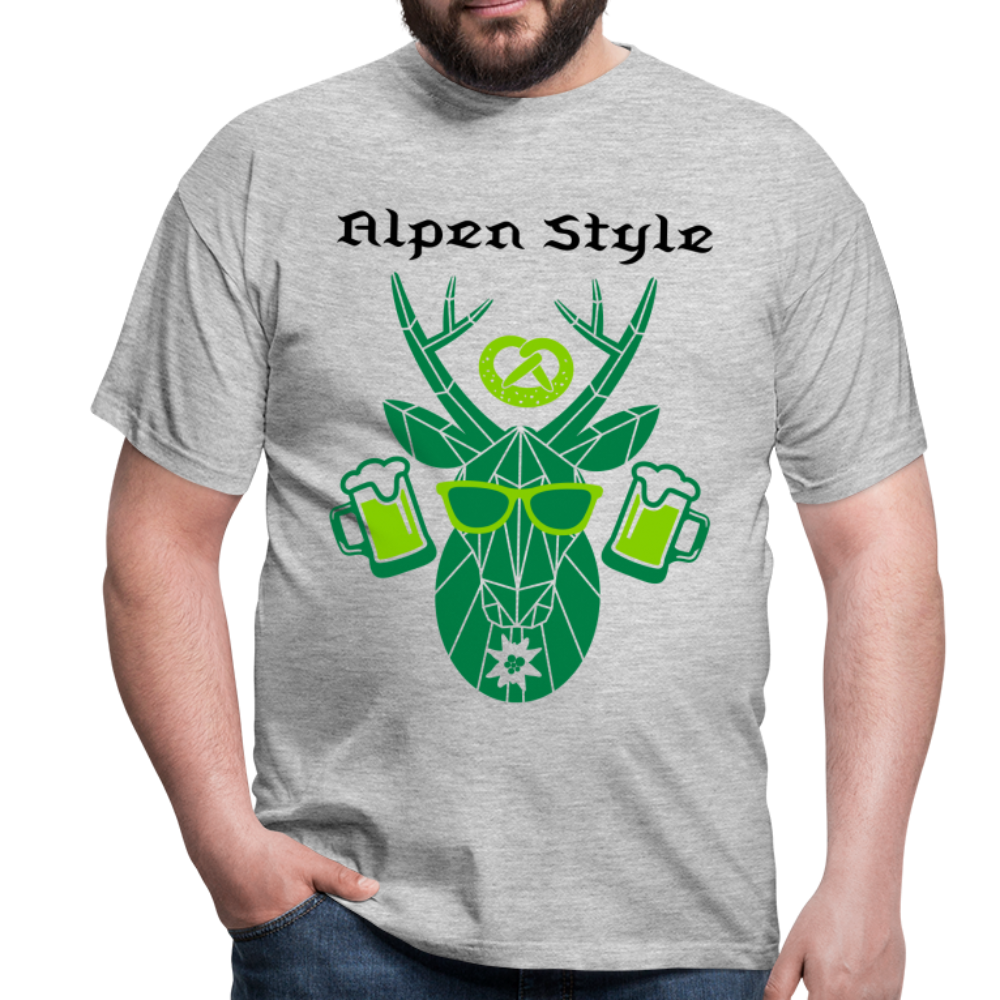 Herren - Männer T-Shirt bayrisch Alpen Style grün - Grau meliert