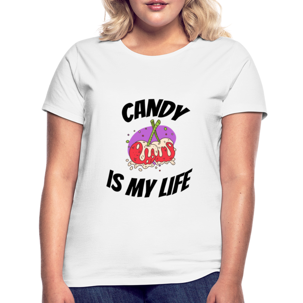 Damen - Frauen T-Shirt Candy is my life - Weiß
