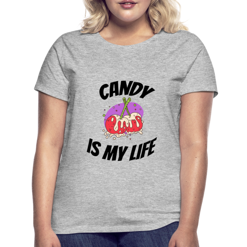 Damen - Frauen T-Shirt Candy is my life - Grau meliert