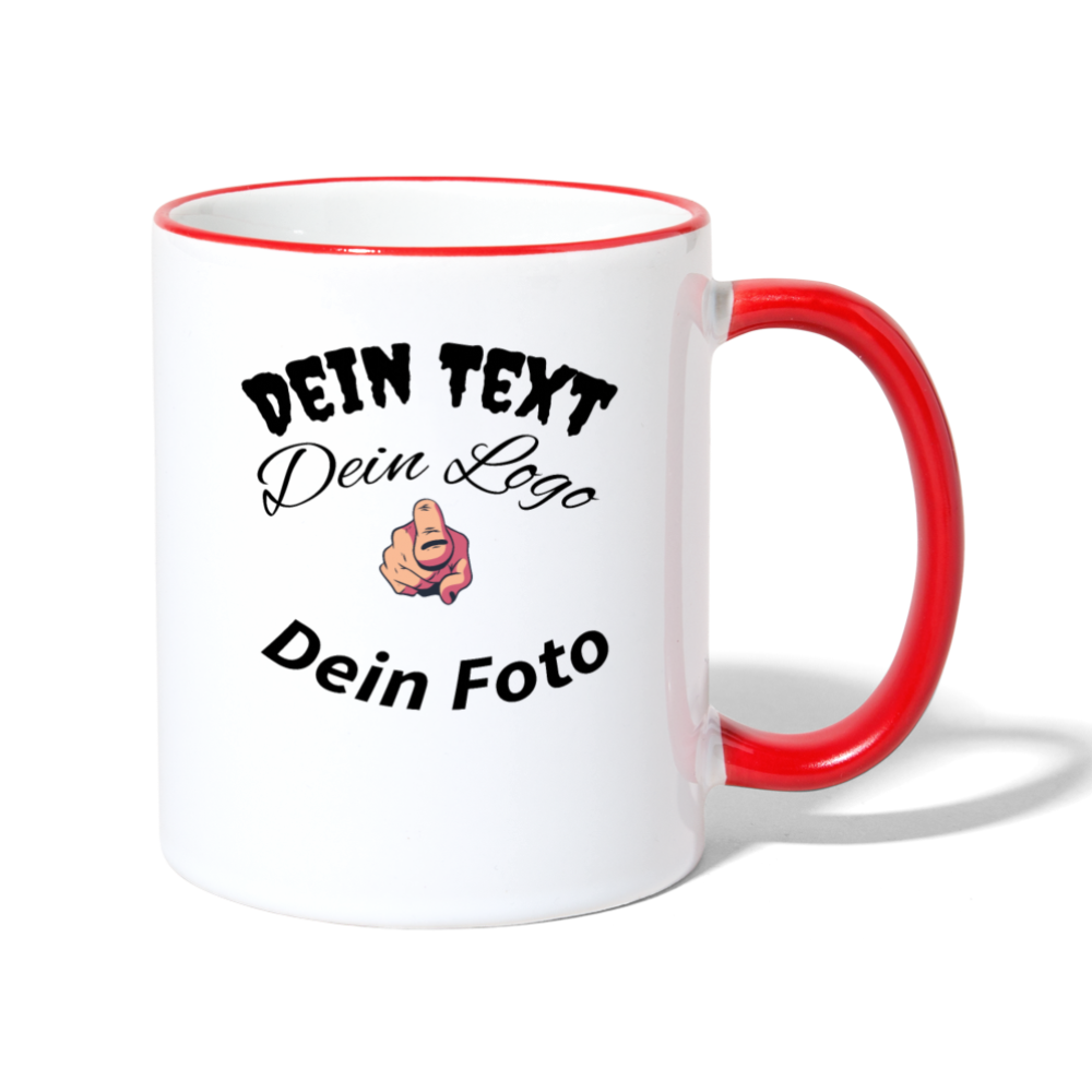 Tasse zweifarbig   nach Wunsch selbst gestalten - Weiß/Rot