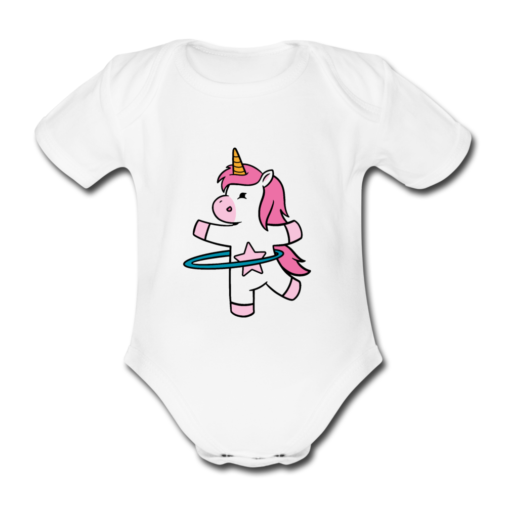 Baby Bio-Kurzarm-Body Hula Einhorn Unicorn - Weiß