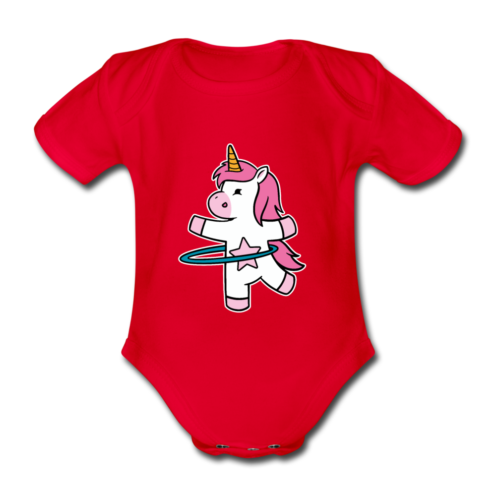 Baby Bio-Kurzarm-Body Hula Einhorn Unicorn - Rot