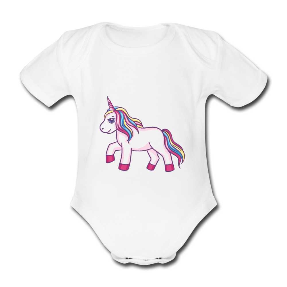 Baby Bio-Kurzarm-Body  Einhorn Unicorn - Weiß