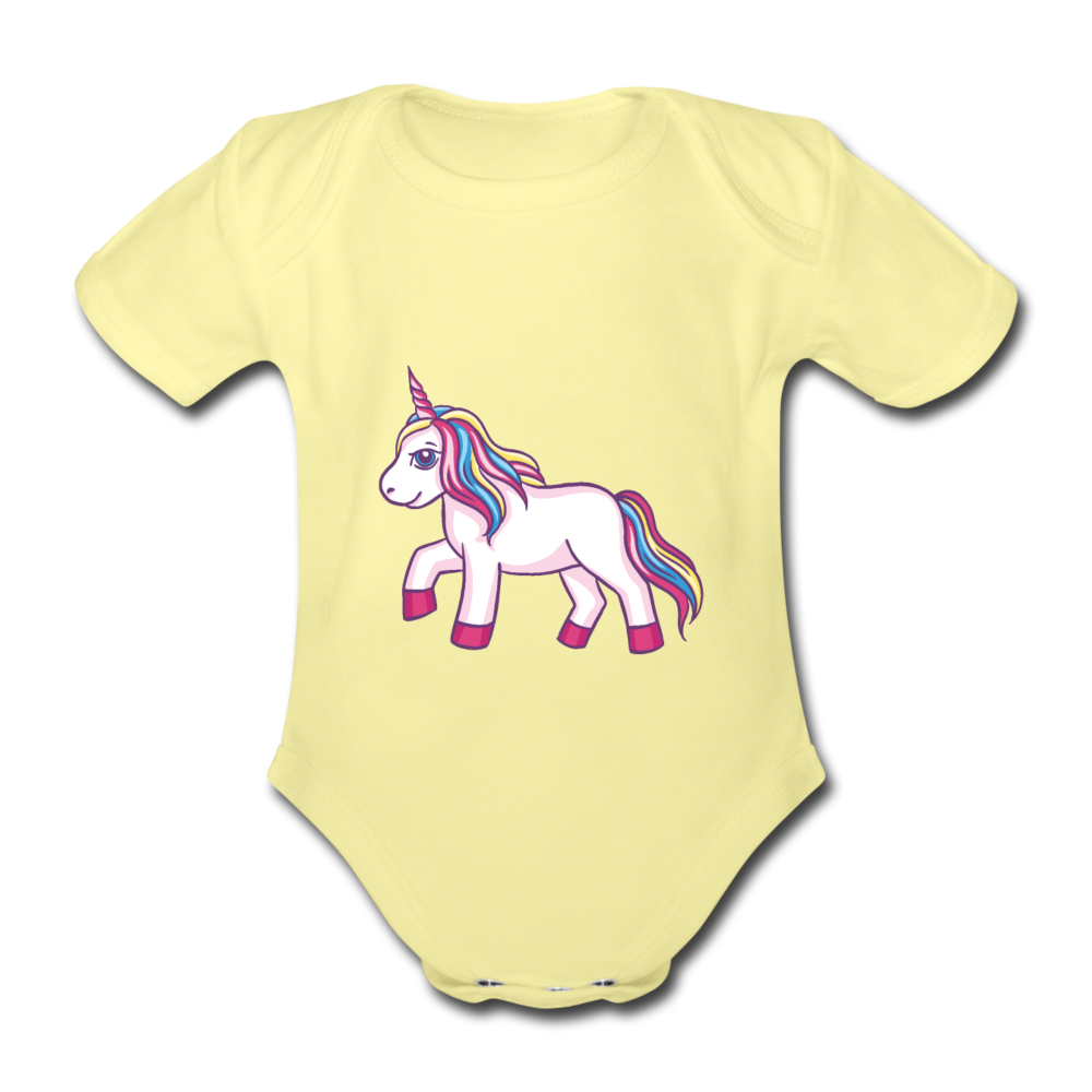 Baby Bio-Kurzarm-Body  Einhorn Unicorn - Hellgelb