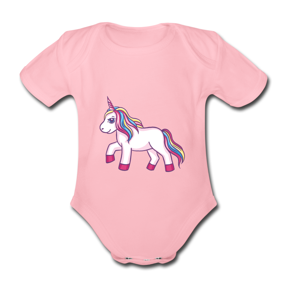 Baby Bio-Kurzarm-Body  Einhorn Unicorn - Hellrosa