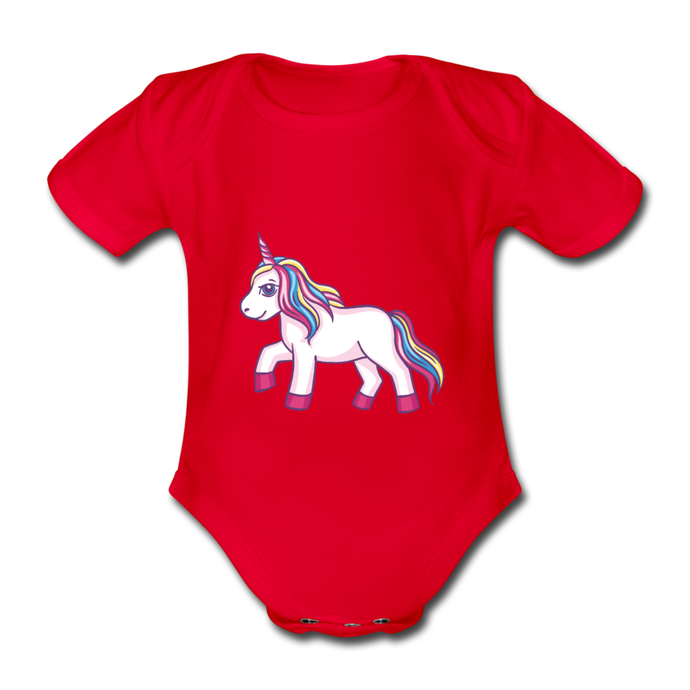 Baby Bio-Kurzarm-Body  Einhorn Unicorn - Rot