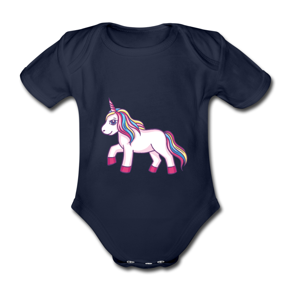 Baby Bio-Kurzarm-Body  Einhorn Unicorn - Dunkelnavy