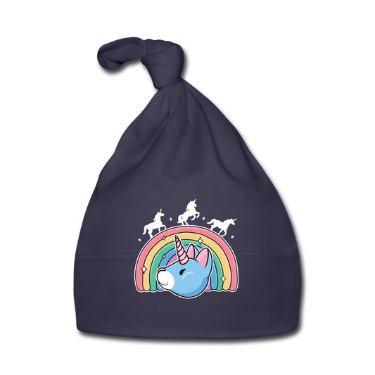 Baby Mütze Regenbogen Einhorn Unicorn Katze - Navy