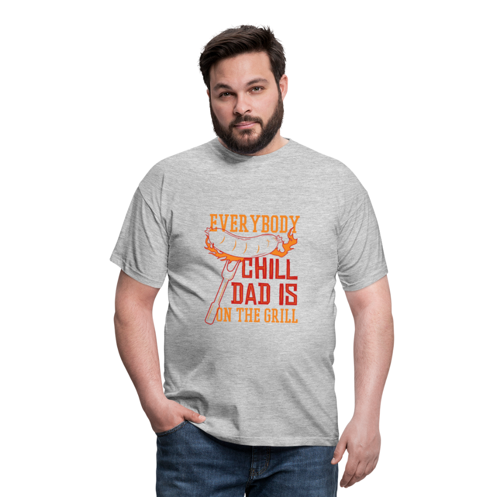Herren - Männer T-Shirt Everybody chill Dad is on the Grill - Grau meliert