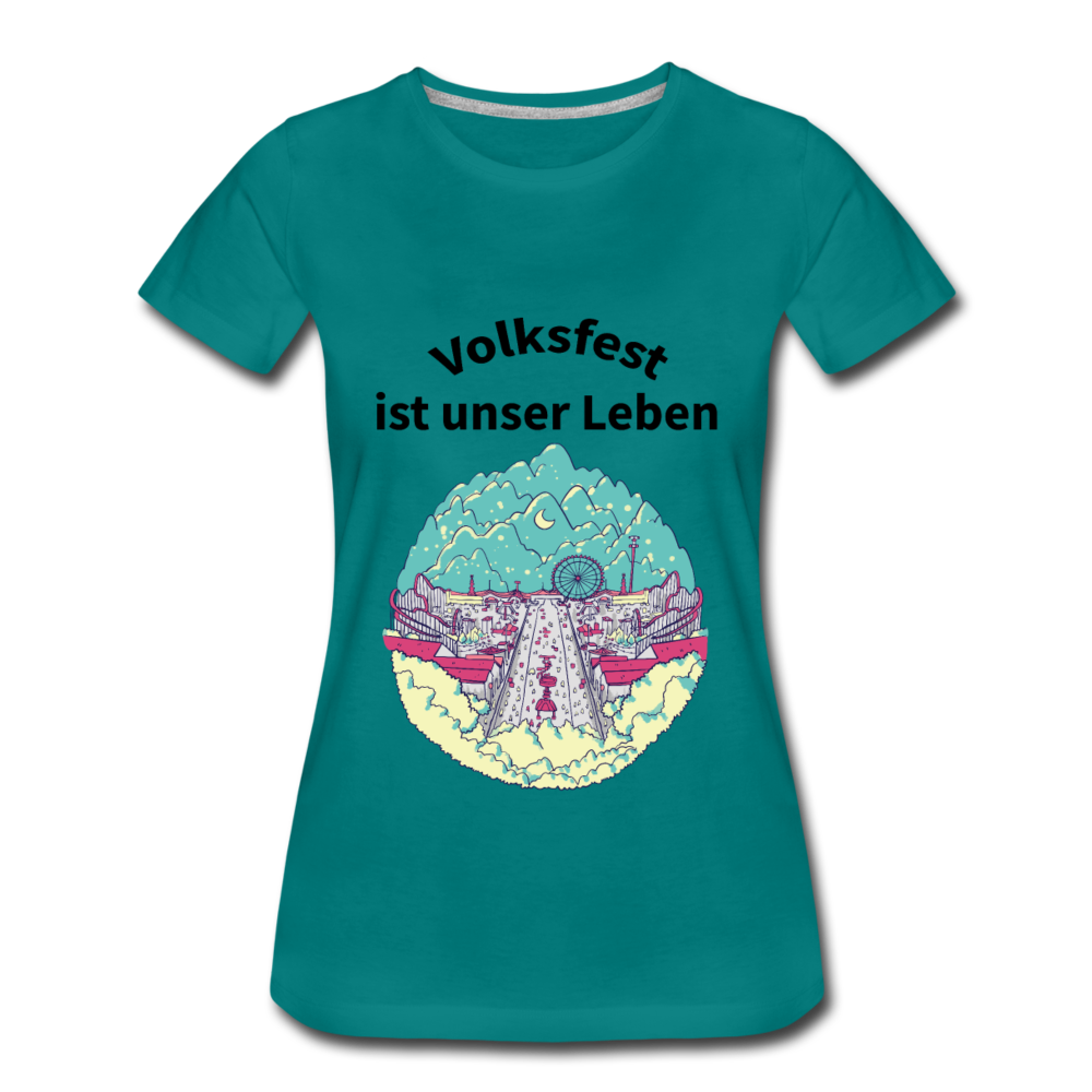 Damen - Frauen Premium T-Shirt Volksfest ist unser Leben - Divablau