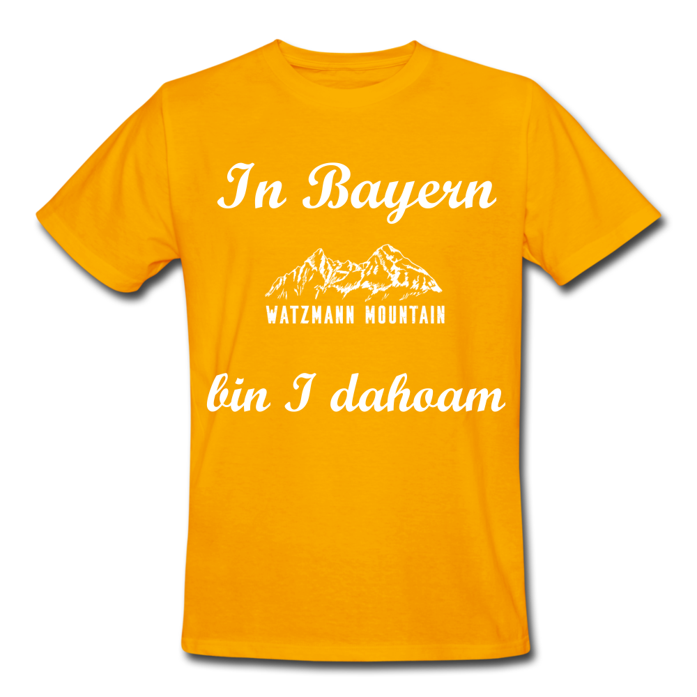 Herren - Männer Workwear T-Shirt bayrisch In Bayern bin I dahoam - Gold