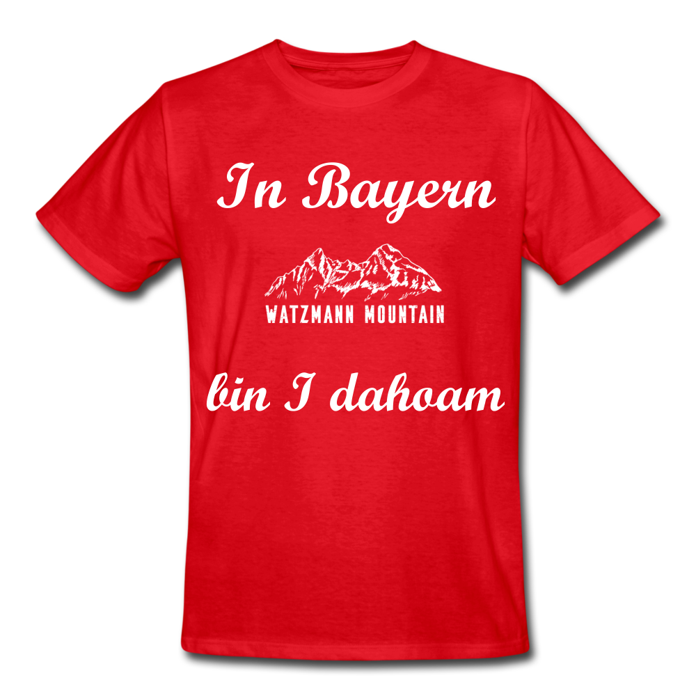 Herren - Männer Workwear T-Shirt bayrisch In Bayern bin I dahoam - Rot