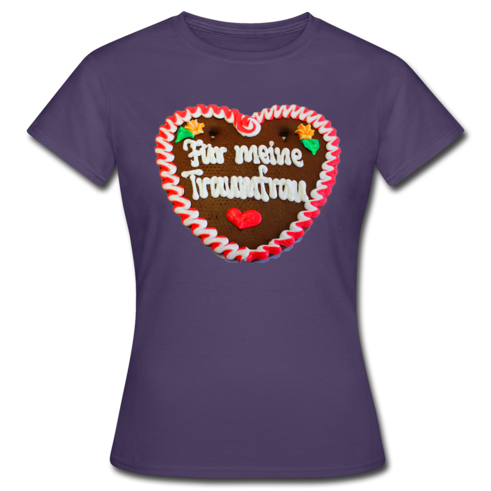 Damen - Frauen T-Shirt Lebkuchenherz Für meine Traumfrau - Dunkellila