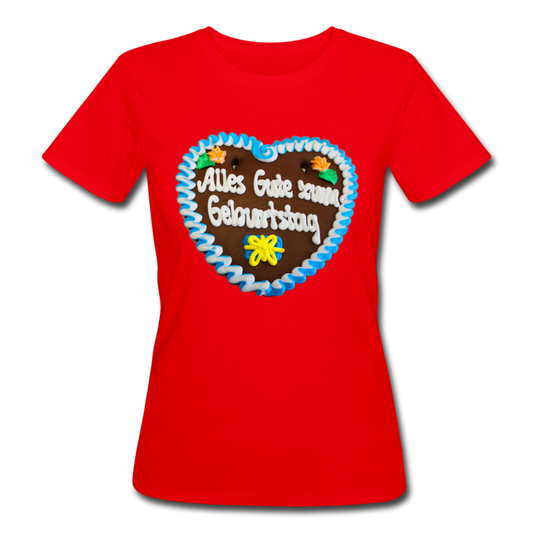 Damen - Frauen Bio-T-Shirt Lebkuchenherz Alles Gute zum Geburtstag - Rot