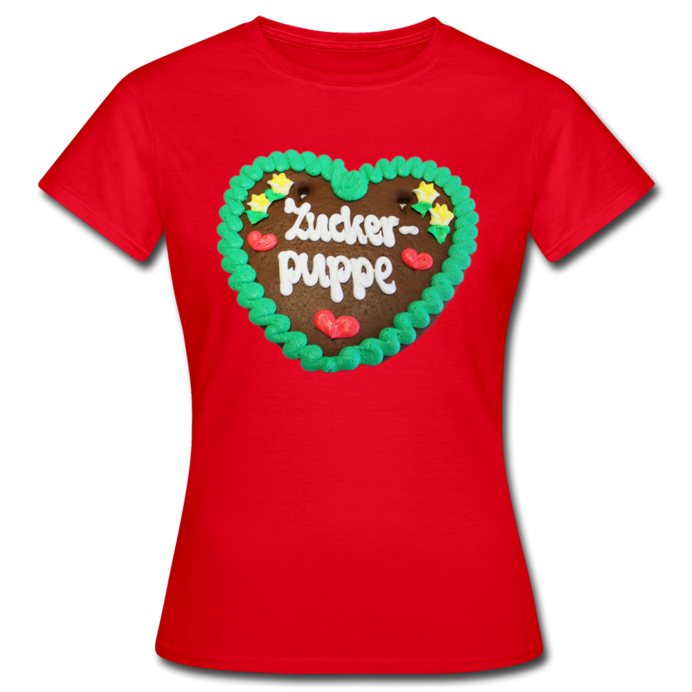 Damen - Frauen T-Shirt  Lebkuchenherz Zuckerpuppe - Rot