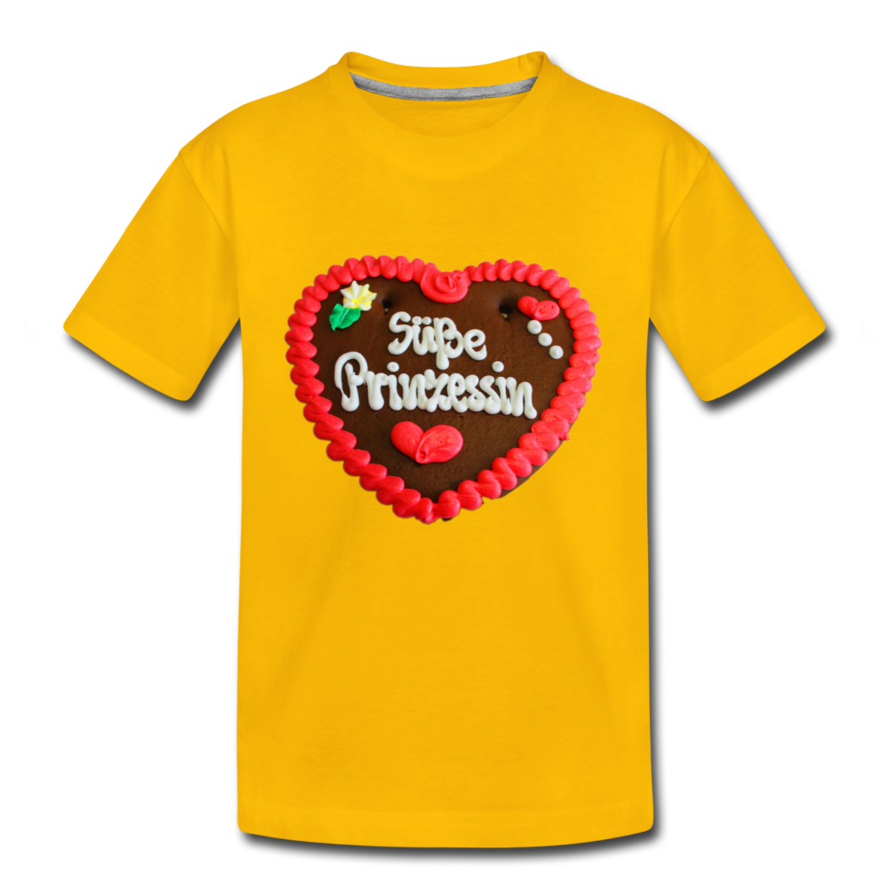 Kinder Premium T-Shirt Lebkuchenherz Süße Prinzessin - Sonnengelb