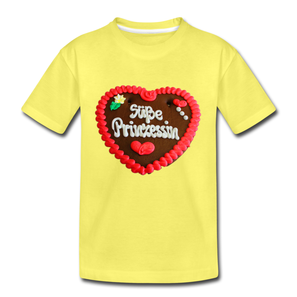 Kinder Premium T-Shirt Lebkuchenherz Süße Prinzessin - Gelb